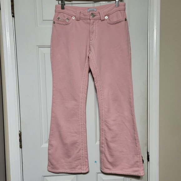 Project G Pink Cotton Button Flap Back Pocket Flare Pants - Picture 1 of 11